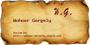 Wohner Gergely névjegykártya
